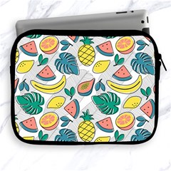 Seamless Pattern Tropical Fruit Banana Watermelon Papaya Lemon Orange Monstera Apple Ipad 2/3/4 Zipper Cases by Vaneshart