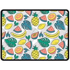 Seamless Pattern Tropical Fruit Banana Watermelon Papaya Lemon Orange Monstera Double Sided Fleece Blanket (large)  by Vaneshart