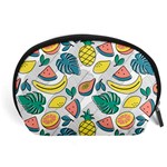 Seamless Pattern Tropical Fruit Banana Watermelon Papaya Lemon Orange Monstera Accessory Pouch (Large) Front