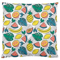 Seamless Pattern Tropical Fruit Banana Watermelon Papaya Lemon Orange Monstera Standard Flano Cushion Case (two Sides) by Vaneshart