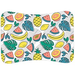 Seamless Pattern Tropical Fruit Banana Watermelon Papaya Lemon Orange Monstera Velour Seat Head Rest Cushion by Vaneshart