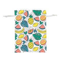 Seamless Pattern Tropical Fruit Banana Watermelon Papaya Lemon Orange Monstera Lightweight Drawstring Pouch (s) by Vaneshart