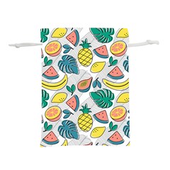 Seamless Pattern Tropical Fruit Banana Watermelon Papaya Lemon Orange Monstera Lightweight Drawstring Pouch (l) by Vaneshart