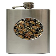 Oriental Traditional Seamless Pattern Dragon Hip Flask (6 Oz) by Vaneshart