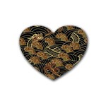 Oriental Traditional Seamless Pattern Dragon Rubber Coaster (Heart)  Front