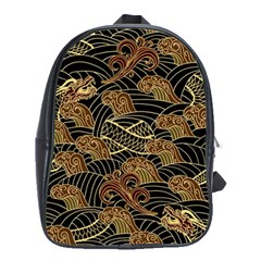 Oriental Traditional Seamless Pattern Dragon School Bag (large) by Vaneshart