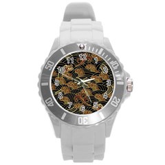 Oriental Traditional Seamless Pattern Dragon Round Plastic Sport Watch (l) by Vaneshart