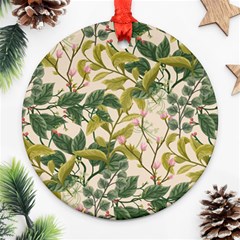 Flower Leaves Background Ornament (round) by Vaneshart