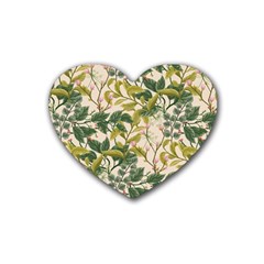 Flower Leaves Background Heart Coaster (4 Pack)  by Vaneshart