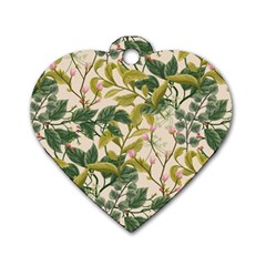 Flower Leaves Background Dog Tag Heart (one Side) by Vaneshart