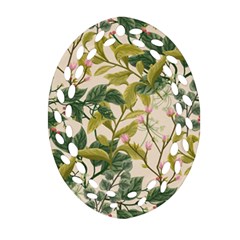 Flower Leaves Background Oval Filigree Ornament (two Sides) by Vaneshart