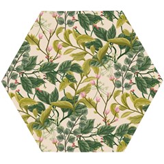 Flower Leaves Background Wooden Puzzle Hexagon by Vaneshart