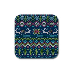 Background With Fabric Texture Winter Rubber Square Coaster (4 Pack)  by Vaneshart