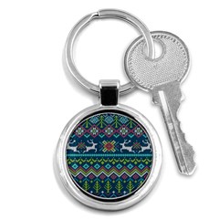 Background With Fabric Texture Winter Key Chain (round) by Vaneshart