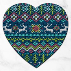 Background With Fabric Texture Winter Jigsaw Puzzle (heart) by Vaneshart