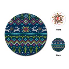 Background With Fabric Texture Winter Playing Cards Single Design (round) by Vaneshart