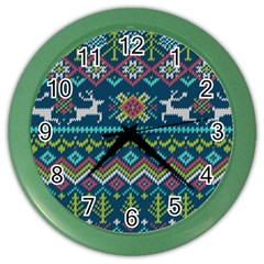 Background With Fabric Texture Winter Color Wall Clock by Vaneshart