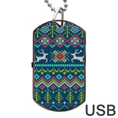 Background With Fabric Texture Winter Dog Tag Usb Flash (two Sides) by Vaneshart