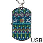 Background With Fabric Texture Winter Dog Tag USB Flash (Two Sides) Back