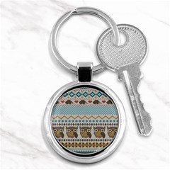 Fabric Texture With Owls Key Chain (round) by Vaneshart