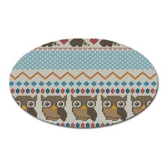 Fabric Texture With Owls Oval Magnet by Vaneshart