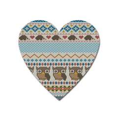 Fabric Texture With Owls Heart Magnet by Vaneshart