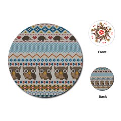 Fabric Texture With Owls Playing Cards Single Design (round) by Vaneshart