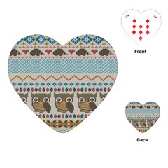 Fabric Texture With Owls Playing Cards Single Design (heart) by Vaneshart