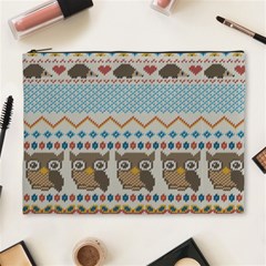 Fabric Texture With Owls Cosmetic Bag (xl) by Vaneshart