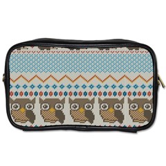 Fabric Texture With Owls Toiletries Bag (two Sides) by Vaneshart