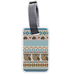 Fabric Texture With Owls Luggage Tag (one Side) by Vaneshart