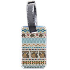 Fabric Texture With Owls Luggage Tag (two Sides) by Vaneshart