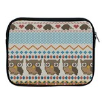 Fabric Texture With Owls Apple iPad 2/3/4 Zipper Cases Front