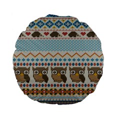 Fabric Texture With Owls Standard 15  Premium Flano Round Cushions by Vaneshart