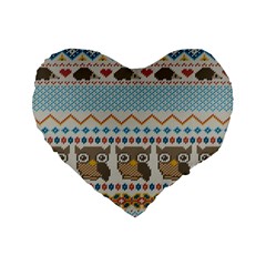 Fabric Texture With Owls Standard 16  Premium Flano Heart Shape Cushions by Vaneshart