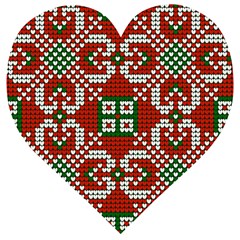 Grandma S Christmas Knitting Pattern Red Green White Colors Wooden Puzzle Heart by Vaneshart