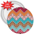 Ethnic Floral Pattern 3  Buttons (100 pack)  Front