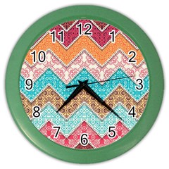 Ethnic Floral Pattern Color Wall Clock by Vaneshart