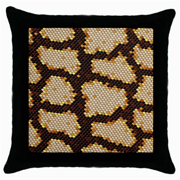 Python Skin Seamless Background Vector Graphic Art Throw Pillow Case (Black)