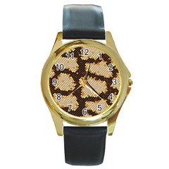 Python Skin Seamless Background Vector Graphic Art Round Gold Metal Watch