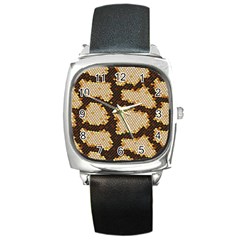 Python Skin Seamless Background Vector Graphic Art Square Metal Watch by Vaneshart