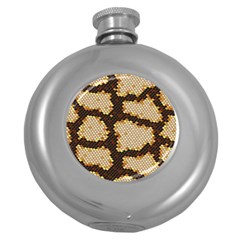 Python Skin Seamless Background Vector Graphic Art Round Hip Flask (5 Oz) by Vaneshart