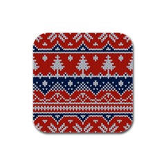 Vector Seamless Ornament Knitted Texture Rubber Square Coaster (4 Pack)  by Vaneshart