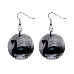 Wonderful Black Swan With Dark Mermaid Mini Button Earrings by FantasyWorld7