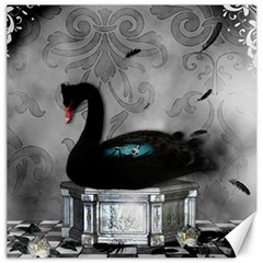 Wonderful Black Swan With Dark Mermaid Canvas 12  X 12  by FantasyWorld7