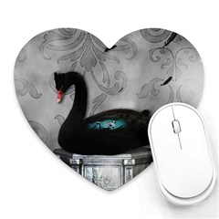 Wonderful Black Swan With Dark Mermaid Heart Mousepads by FantasyWorld7