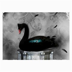 Wonderful Black Swan With Dark Mermaid Large Glasses Cloth by FantasyWorld7