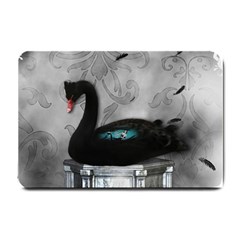 Wonderful Black Swan With Dark Mermaid Small Doormat  by FantasyWorld7