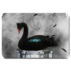 Wonderful Black Swan With Dark Mermaid Large Doormat  by FantasyWorld7