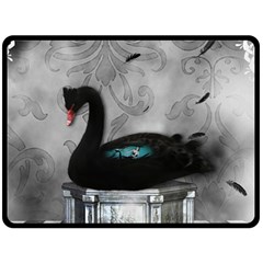 Wonderful Black Swan With Dark Mermaid Fleece Blanket (large)  by FantasyWorld7